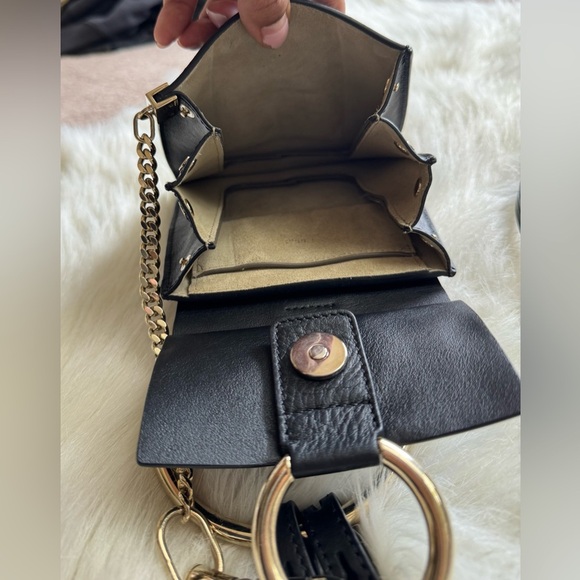 Chloe Mini Faye Bracelet Black Leather Suede Crossbody Bag - Picture 6 of 7